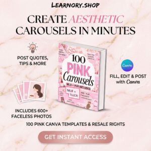 The Ultimate Pink Aesthetic Bundle: 100 Carousels + 600 Faceless Photos (PLR/MRR)