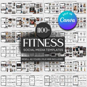 1100+ Canva-Editable Fitness & Gym Instagram Templates with PLR & MRR Rights